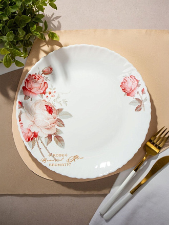 Тарелка обеденная, стеклокерамика, 24 см, круглая, Шарм, LHP95