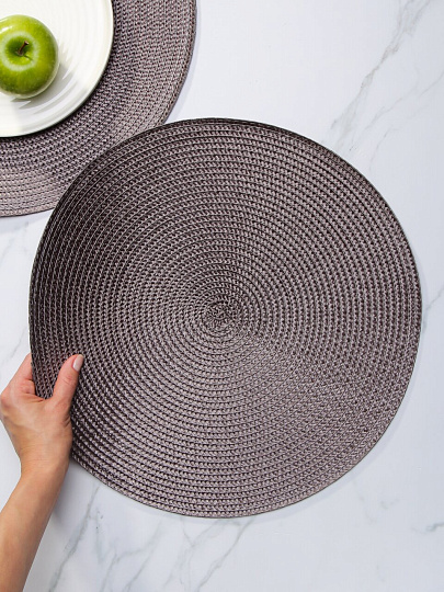 Набор салфеток полимер, 38х38 см, кругл, 4 шт, корич, МП, Y6-2537