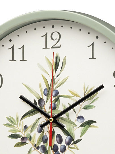Часы настенные, кварцевые, 30 см, круглые, оливковые, Рубин, Оливковая ветвь, 3027-039