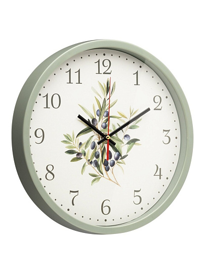 Часы настенные, кварцевые, 30 см, круглые, оливковые, Рубин, Оливковая ветвь, 3027-039