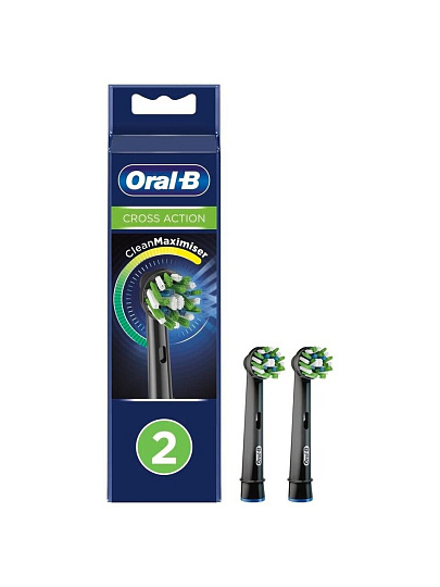Насадка для электрической зубной щетки Oral-B, CrossAction, CleanMaximiser, средней жесткости, 2 шт, EB50BRB, черная