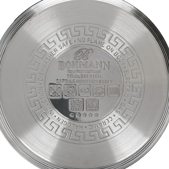 Набор посуды нержавеющая сталь, 6 предметов, кастрюли 2.1, 2.9, 3.9 л, индукция, Bohmann, BH-1903/G