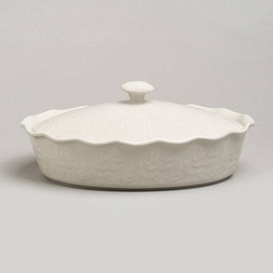 Форма для запекания керамика, 24х33х13 см, 2 л, овальная, с крышкой, Agness, Beige, 780-127