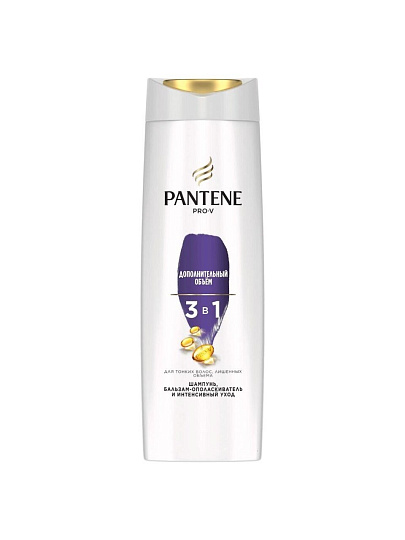 Шампунь, бальзам-ополаскиватель для тонких волос, Pantene Pro-V, 3в1 Дополнительный объем, 360 мл