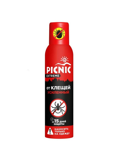 Репеллент от кровососущих насекомых, клещей, аэрозоль, Picnic, Extreme, 150 мл, 4650056492524
