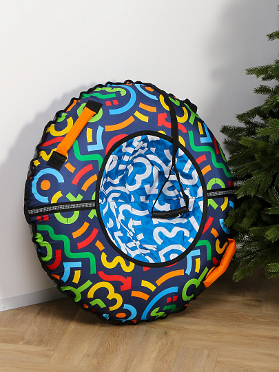 Санки-ватрушка Nika, Графичный, 85 см, 90 кг, с буксировочным тросом, с ручками, ТБ7К-85/Г