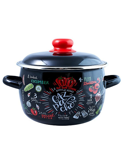Кастрюля эмалированная сталь, 4 л, крышка сталь, сферический, Appetite, Gazpacho, 1RC201M, индукция