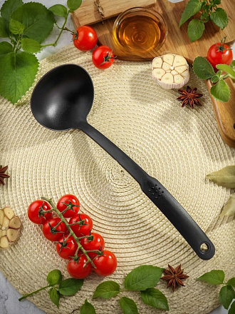 Половник нейлон, навеска, черный, Daniks, Эконом, YW-KT017-4/H1010-07