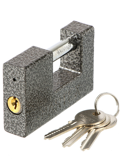 Замок навесной BARTEX чугунный 90мм Гаражный, блистер, 3 ключа, 504665