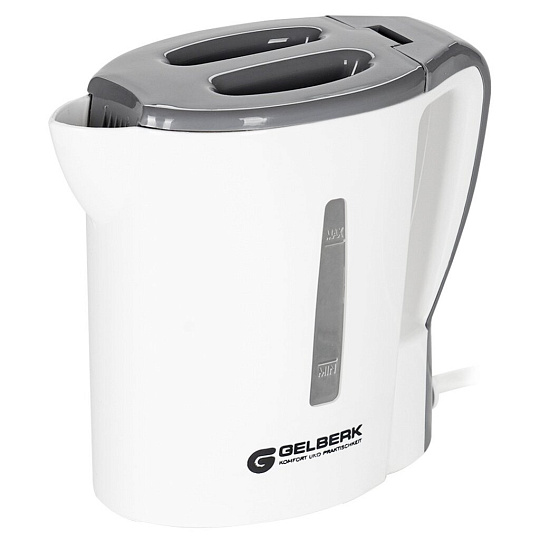 Чайник электрический Gelberk, GL-465, серый, 0.5 л, 500 Вт, открытый нагревательный элемент, пластик