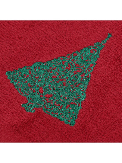 Полотенце кухонное махровое, 40х60 см, 100% хлопок, Silvano, Вышивка Елка, красное, Китай, D19-3