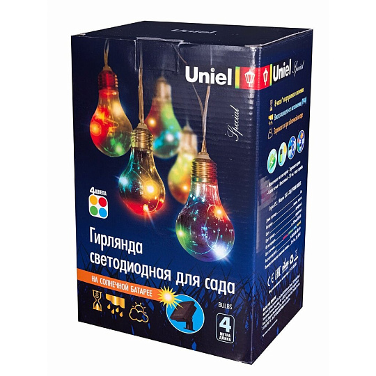 Фонарь садовый Uniel, Bulbs USL-S-126/PT4000, на солнечной батарее, подвесной, 40*0.06 Вт, пластик, 10х19 см