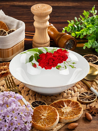 Салатник керамика, круглый, 20х5.5 см, 0.9 л, Алая роза, Daniks, 19-291#