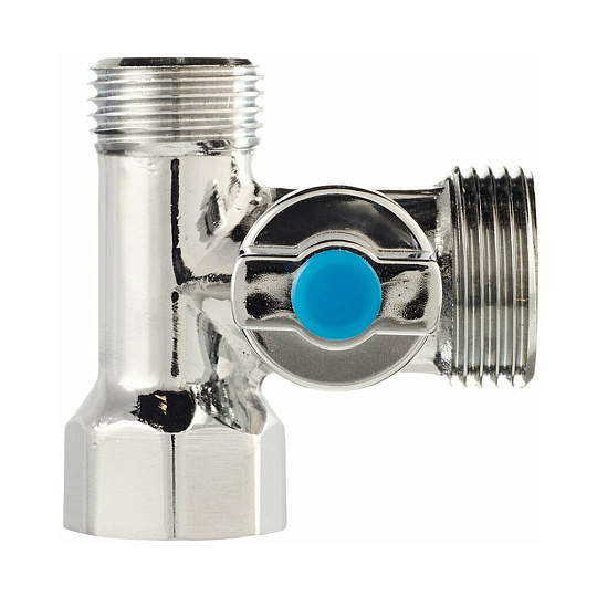 Кран для бытовых приборов, 1/2"х3/4"х1/2", г-ш-ш, угловой, трехходовой, Valfex