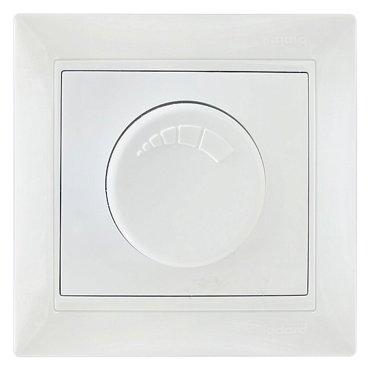 Светорегулятор поворотный одноклавишный, без заземления, 400 В, пластик, белый, Ledard, 6078627