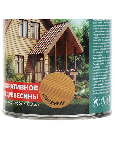 Защитно-декоративное покрытие Русские узоры, для дерева, калужница, 0.75 л