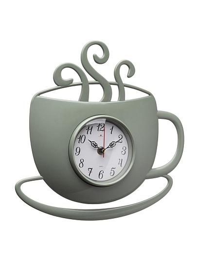 Часы настенные, кварцевые, 31,5х30,5 см, чашка с дымком, корпус оливковые, фигурные, Рубин, Классика, 3432-006