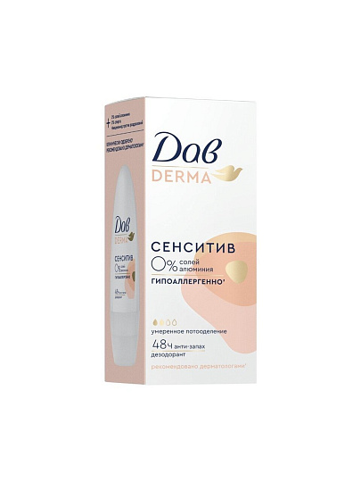 Дезодорант Дав, Derma P2, женский, сенситив, гипоаллергенный, ролик, 50 мл