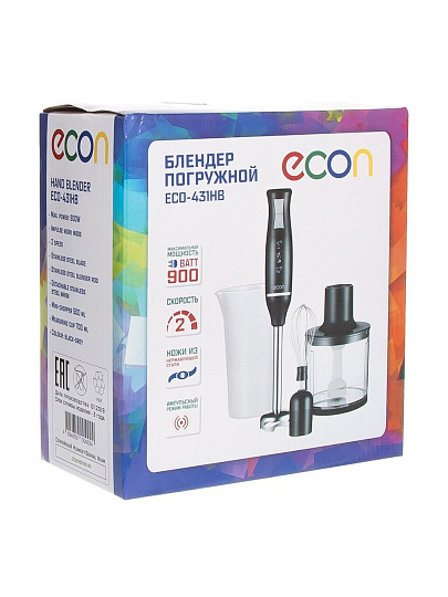 Блендер погружной 900 Вт, 2 скорости, Econ, ECO-431HB, черный