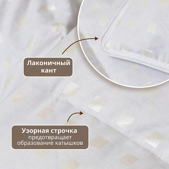 Одеяло 1.5-спальное, 140х205 см, Формула, полупух I кат, пух 60% перо 40%, 400 г/м2, зимнее, чехол тик, кант, Бел-Поль