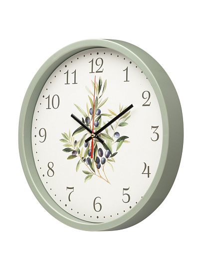 Часы настенные, кварцевые, 30 см, круглые, оливковые, Рубин, Оливковая ветвь, 3027-039