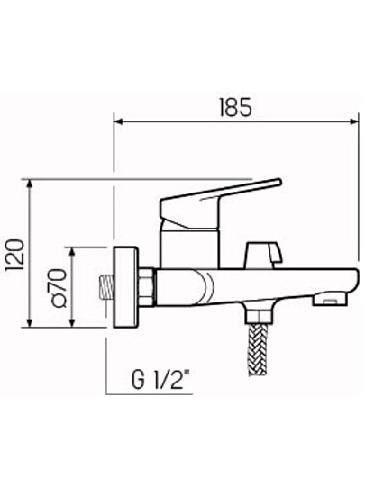 Смеситель для ванны, РМС, короткий излив, с картриджем, SL132-009E