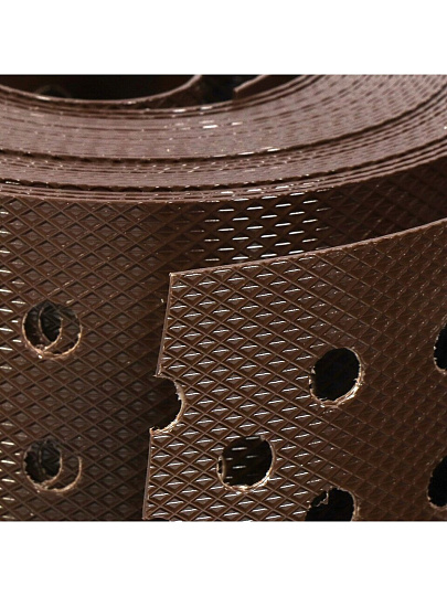 Лента бордюрная для газонов, пластмасса, 10х900 см, прямая с перфорацией, коричневая, Протэкт, БЛ-10/9