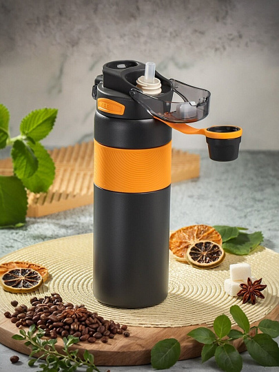 Термобутылка нержавеющая сталь, 0.8 л, Sports Fresh, оранжевая, B070055