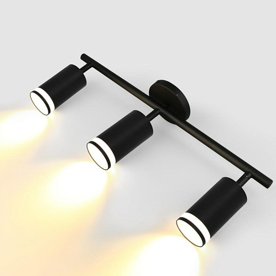 Светильник на основании General Lighting Systems, Башня, 50 Вт, GU10, 3 шт, IP20, d5.5х10х10 см, боковое рассеивание, Спот, черный, 661840
