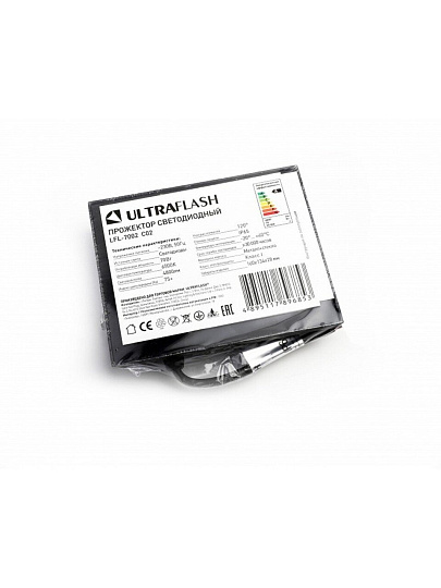 Прожектор светодиодный Ultraflash, LFL-7002 C02, 70 Вт, 6500 К, IP65, черный, 15127