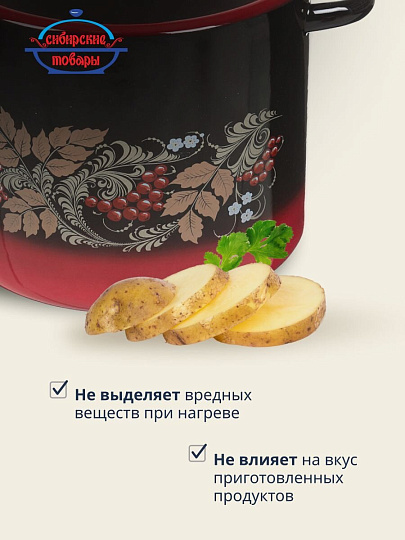Кастрюля эмалированная сталь, 5.5 л, крышка сталь, цилиндрическая, Сибирские товары, С1617.38, в ассортименте