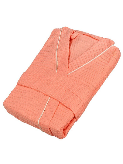 Халат женский, вафельный, 100% хлопок, пудровый персик, XL-XXL, 52-54, Barkas