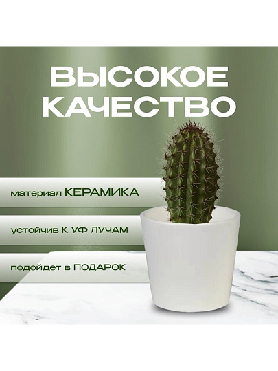 Кашпо керамика, 0.4 л, 10х9 см, конус, Белый, 633635