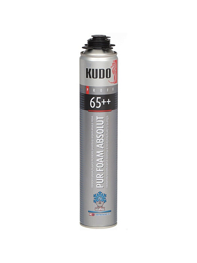 Пена монтажная KUDO, Proff 65++ Absolut Arktika Nord, профессиональная, 65 л, 1 л, зимняя, KUPP10WN65++