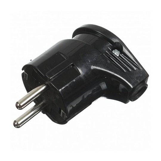 Вилка угловая, с заземлением, 16 А, IP20, 250 В, черная, TDM Electric, Народная, SQ1806-0408