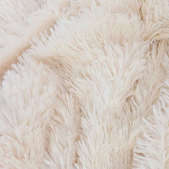 Плед 2-спальный, 200х220 см, искусственный мех, 100% полиэстер, Buenas Noches, Длинный ворс, кремовый, 14685