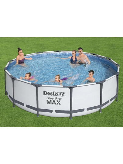 Бассейн каркасный Bestway, 427х107 см, Steel Pro Max, 56950BW, фильтр-насос, лестница, тент, 13030 л