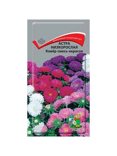 Семена Цветы, Астра, Ковёр смесь окрасок, 0.2 г, цветная упаковка, Поиск