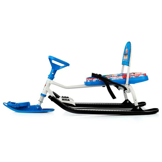 Снегокат Nika, Тимка спорт 4-1, ТС4-1/БГ, 45 см, машины, красный, белый каркас, складная спинка, ремень безопасности, трос