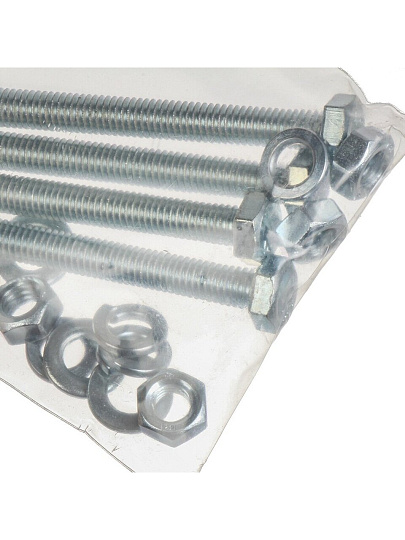 Болт DIN933, М6x80, белый цинк, с гайкой и шайбой, Стройбат, 203911