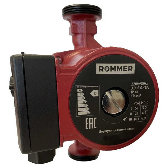 Насос циркуляционный, Rommer, 1 '', 72 Вт, 3.6 м³/ч, 25/40-180