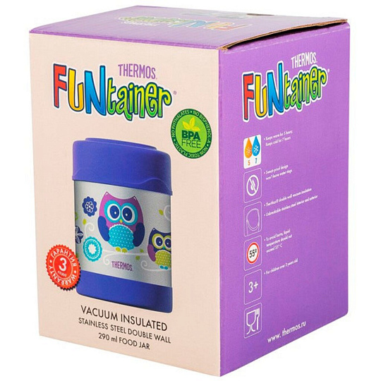 Термос для еды, нержавеющая сталь, 0.29 л, широкая горловина, Thermos, Food Jar, колба нержавеющая сталь, F3008OW