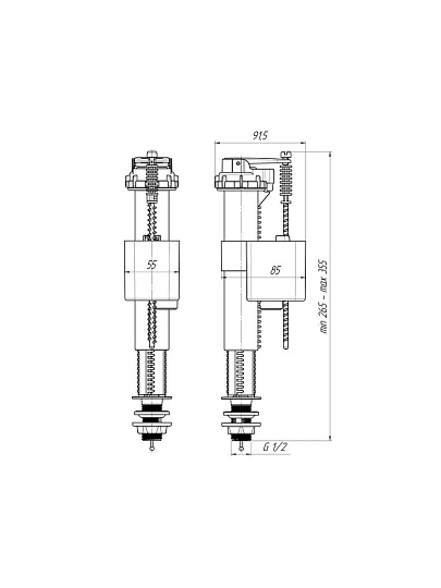 Клапан для бачка унитаза нижний, 1/2", пластик, заливной, АниПласт, WC5510