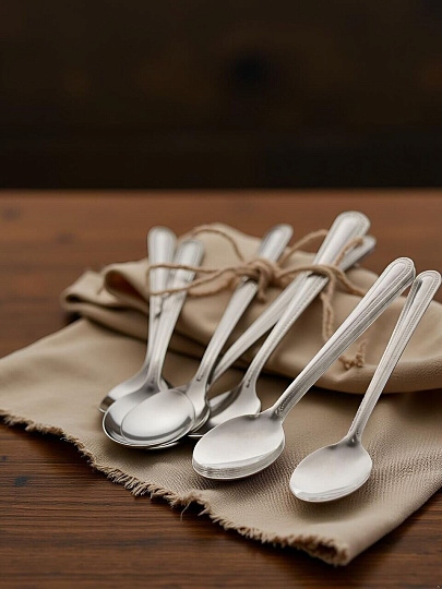 Ложка нержавеющая сталь, 6 предметов, серебристая, чайная, Base, B020106/Y4-9190