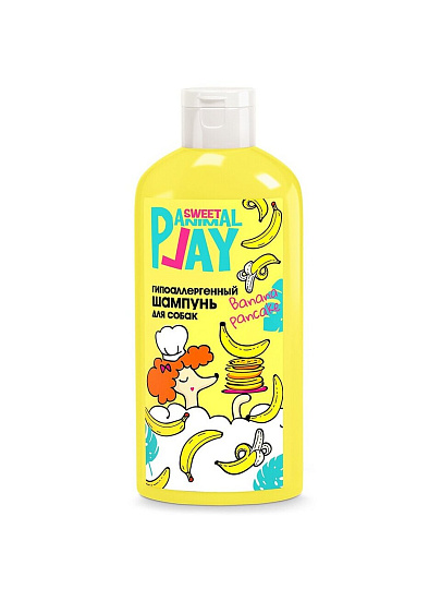 Шампунь Animal Play, Банановый панкейк, для кошек и собак, 300 мл, гипоаллергенный