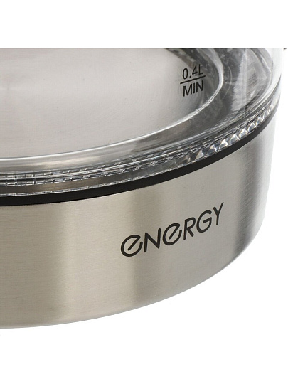 Чайник электрический Energy, E-222, черный, 1.2 л, 2200 Вт, скрытый нагревательный элемент, стекло