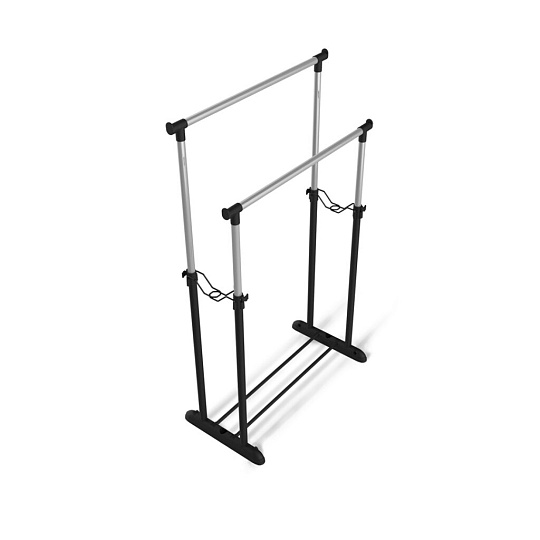 Вешалка напольная 86х44х161.5 см, Sheffilton, металл, полка для обуви, телескопическая, SHT-WR4150, В1-70, черный, черный муар, хром лак