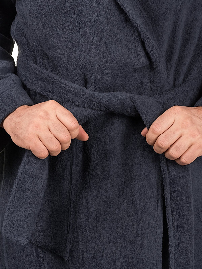 Халат мужской, махровый, 100% хлопок, темно-серый, XL-XXL, 52-54, Silvano