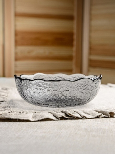 Салатник стекло, круглый, 21х7 см, 0.935 л, Графит, Декостек, 5819/1-Н7