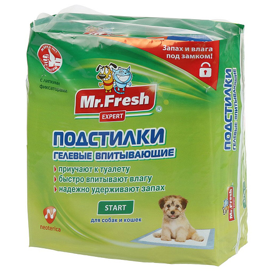 Пеленки для домашних животных одноразовые, гелевые, приучение к месту, Mr.fresh, 15 шт, 40х60 см